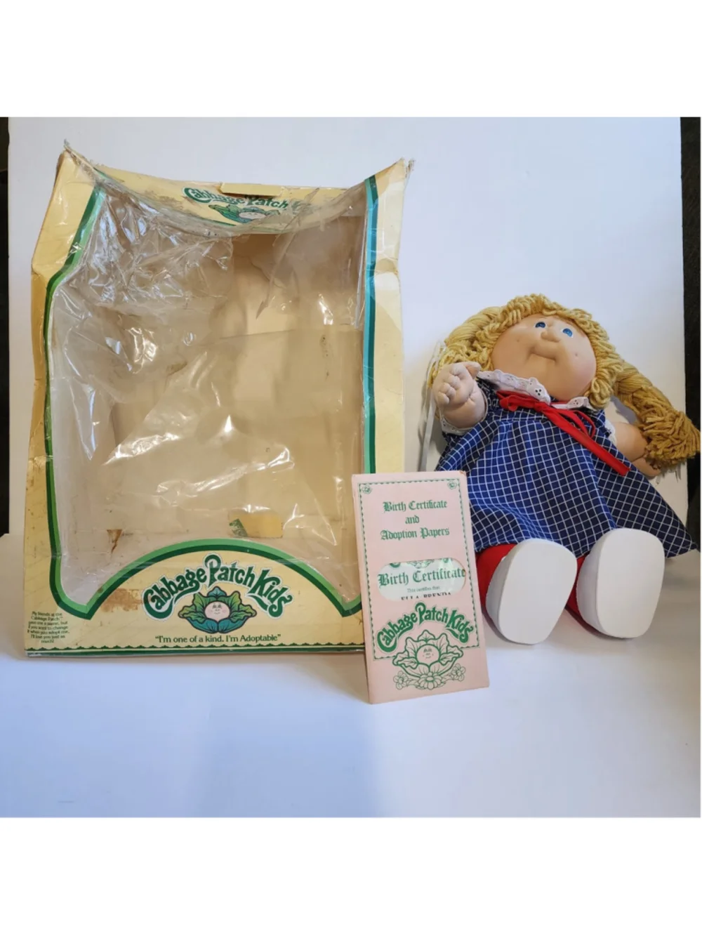 Vtg 1983 Cabbage Patch Kids Doll Ella Brenda HM #2 KT Factory Coleco Box Papers